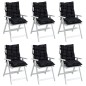vidaXL Cojines de silla respaldo bajo 6 uds tela Oxford cuadros negro