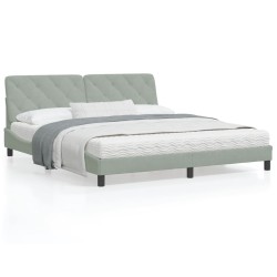 vidaXL Estructura cama con luces LED terciopelo gris claro 180x200 cm