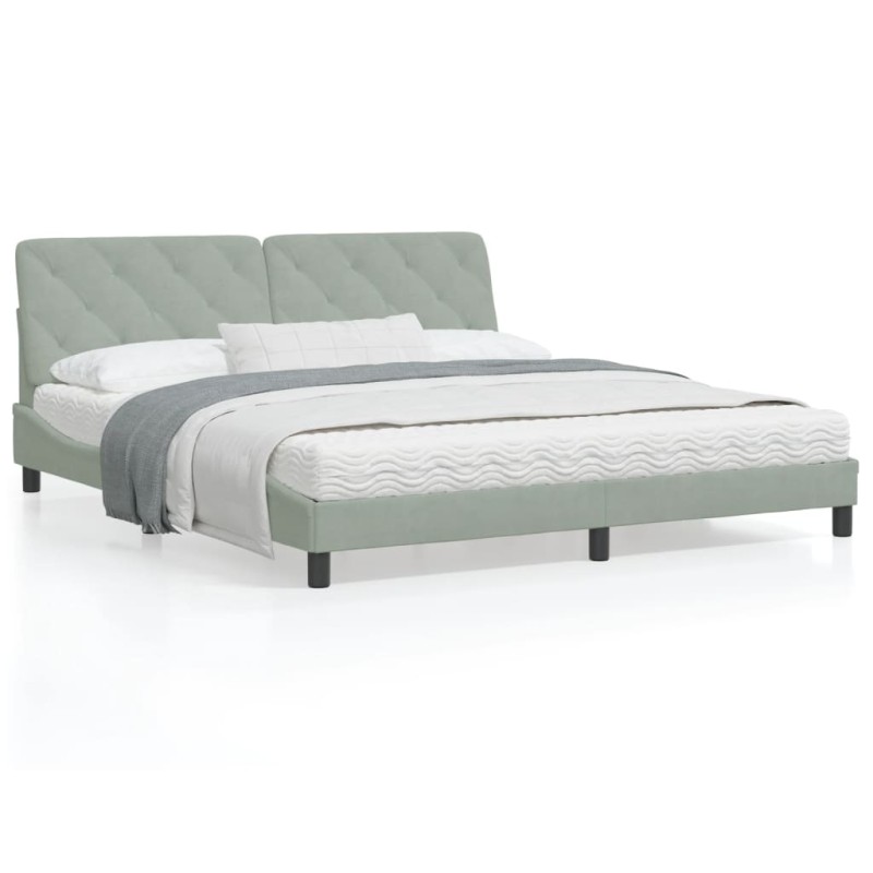 vidaXL Estructura cama con luces LED terciopelo gris claro 180x200 cm vidaXL Estructura cama con luces LED terciopelo gris claro 180x200 cm