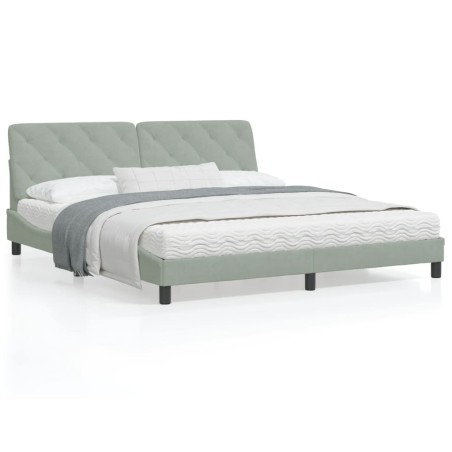 vidaXL Estructura cama con luces LED terciopelo gris claro 180x200 cm