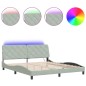 vidaXL Estructura cama con luces LED terciopelo gris claro 180x200 cm vidaXL Estructura cama con luces LED terciopelo gris claro 180x200 cm