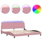 vidaXL Estructura de cama con luces LED terciopelo rosa 200x200 cm vidaXL Estructura de cama con luces LED terciopelo rosa 200x200 cm