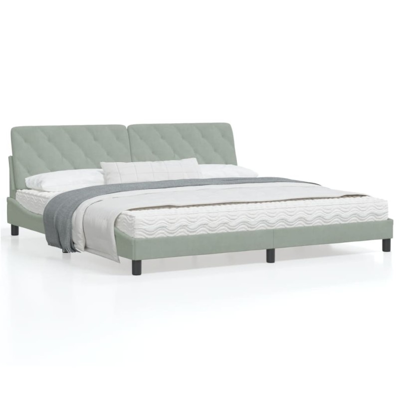 vidaXL Estructura cama con luces LED terciopelo gris claro 200x200 cm