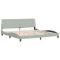 vidaXL Estructura cama con luces LED terciopelo gris claro 200x200 cm