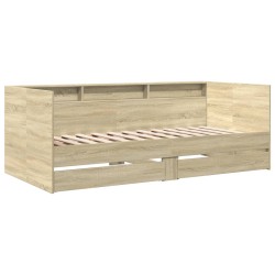 vidaXL Tumbona con cajones madera ingeniería roble Sonoma 90x200 cm
