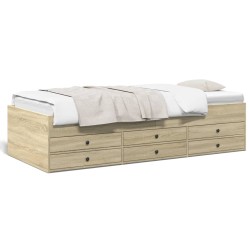vidaXL Tumbona con cajones madera ingeniería roble Sonoma 90x200 cm