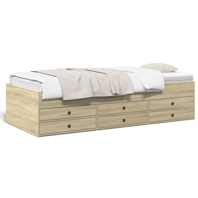 vidaXL Tumbona con cajones madera ingeniería roble Sonoma 90x200 cm vidaXL Tumbona con cajones madera ingeniería roble Sonoma 90x200 cm