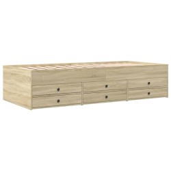 vidaXL Tumbona con cajones madera ingeniería roble Sonoma 90x200 cm