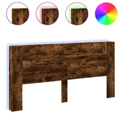 vidaXL Cabecero de cama con LED roble ahumado 200x16,5x103,5 cm