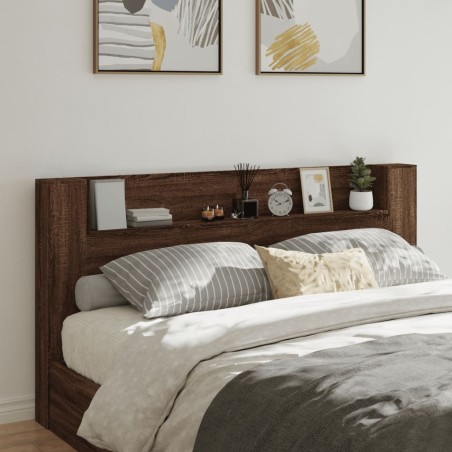 vidaXL Cabecero de cama con LED marrón roble 200x16,5x103,5 cm