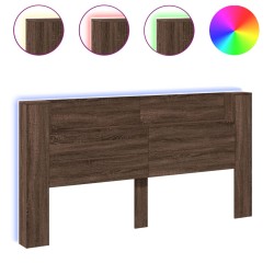 vidaXL Cabecero de cama con LED marrón roble 200x16,5x103,5 cm
