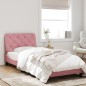 vidaXL Estructura de cama con cabecero de terciopelo rosa 90x200 cm vidaXL Estructura de cama con cabecero de terciopelo rosa 90x200 cm