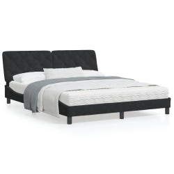vidaXL Estructura de cama con cabecero de terciopelo negro 160x200 cm