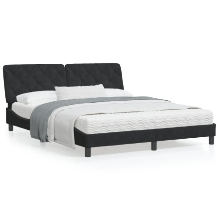 vidaXL Estructura de cama con cabecero de terciopelo negro 160x200 cm