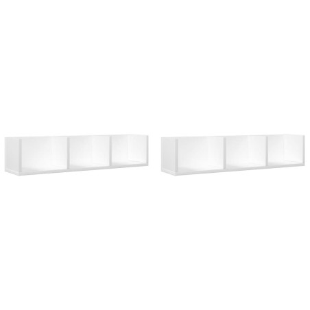 vidaXL Muebles de pared 2 uds madera ingeniería blanco 75x18x16,5 cm