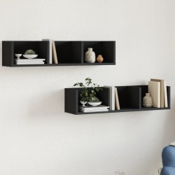vidaXL Muebles de pared 2 uds madera de ingeniería negro 75x18x16,5 cm