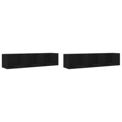 vidaXL Muebles de pared 2 uds madera de ingeniería negro 75x18x16,5 cm