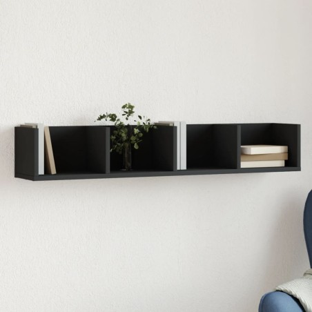 vidaXL Mueble de pared de madera de ingeniería negro 99x18x16,5 cm