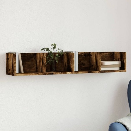 vidaXL Mueble de pared madera ingeniería roble ahumado 99x18x16,5 cm