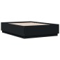 vidaXL Estructura cama con luces LED madera ingeniería negro 135x190cm vidaXL Estructura cama con luces LED madera ingeniería negro 135x190cm
