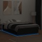 vidaXL Estructura cama con luces LED madera ingeniería negro 135x190cm vidaXL Estructura cama con luces LED madera ingeniería negro 135x190cm