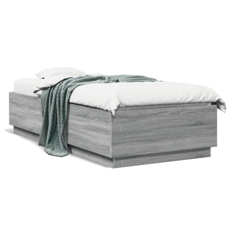 vidaXL Estructura de cama madera de ingeniería gris Sonoma 90x200 cm