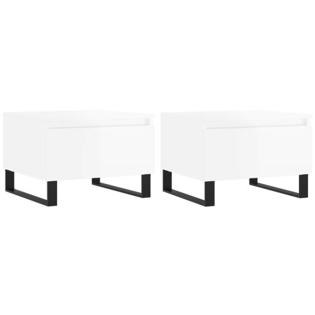 vidaXL Mesas centro 2 uds madera ingeniería blanco brillo 50x46x35 cm