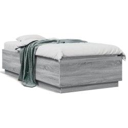 vidaXL Estructura de cama madera de ingeniería gris Sonoma 90x190 cm