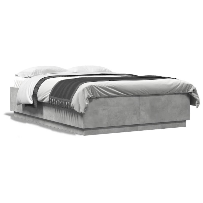 vidaXL Estructura de cama madera de ingeniería gris hormigón 160x200cm vidaXL Estructura de cama madera de ingeniería gris hormigón 160x200cm