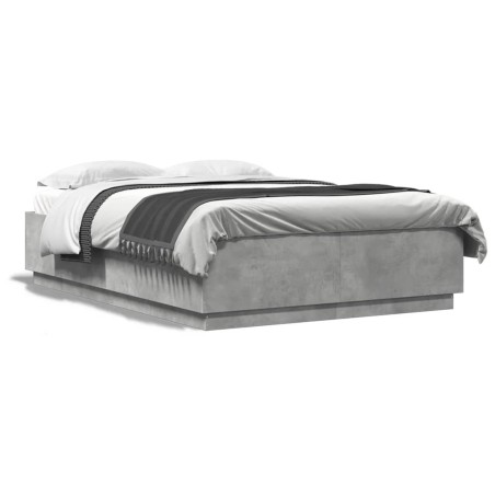 vidaXL Estructura de cama madera de ingeniería gris hormigón 160x200cm