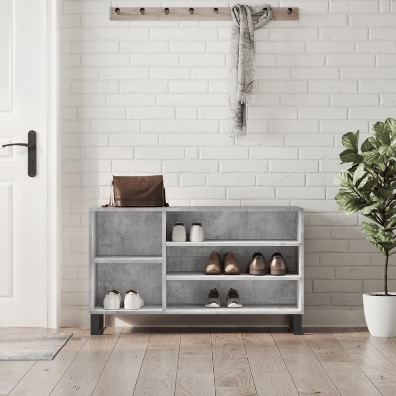 vidaXL Mueble zapatero madera contrachapada gris hormigón 102x36x60 cm vidaXL Mueble zapatero madera contrachapada gris hormigón 102x36x60 cm