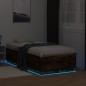 vidaXL Estructura cama con luces LED madera roble ahumado 90x190 cm