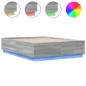 vidaXL Estructura cama con luces LED madera gris Sonoma 135x190 cm vidaXL Estructura cama con luces LED madera gris Sonoma 135x190 cm