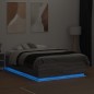vidaXL Estructura cama con luces LED madera gris Sonoma 135x190 cm vidaXL Estructura cama con luces LED madera gris Sonoma 135x190 cm