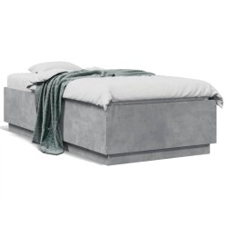 vidaXL Estructura cama con luces LED madera gris hormigón 75x190 cm
