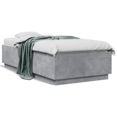 vidaXL Estructura de cama madera de ingeniería gris hormigón 75x190 cm
