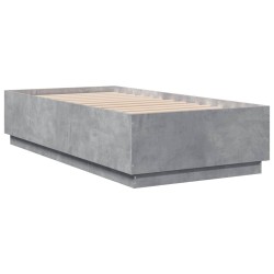 vidaXL Estructura de cama madera de ingeniería gris hormigón 75x190 cm