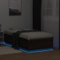 vidaXL Estructura cama con luces LED madera roble marrón 90x190 cm vidaXL Estructura cama con luces LED madera roble marrón 90x190 cm