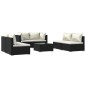 vidaXL Set de muebles de jardín 7 pzas y cojines ratán sintético negro vidaXL Set de muebles de jardín 7 pzas y cojines ratán sintético negro