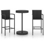 vidaXL Set de muebles de bar de jardín 3 piezas ratán sintético negro vidaXL Set de muebles de bar de jardín 3 piezas ratán sintético negro