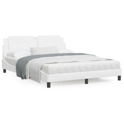 vidaXL Estructura de cama con luces LED cuero PE blanco 160x200 cm