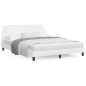 vidaXL Estructura de cama con luces LED cuero PE blanco 160x200 cm
