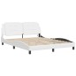 vidaXL Estructura de cama con luces LED cuero PE blanco 160x200 cm