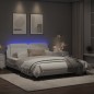vidaXL Estructura de cama con luces LED cuero PE blanco 160x200 cm