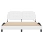 vidaXL Estructura de cama con luces LED cuero PE blanco 160x200 cm