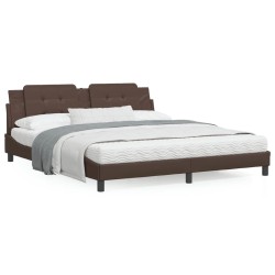 vidaXL Estructura de cama con luz LED cuero sintético marrón 180x200cm
