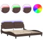 vidaXL Estructura de cama con luz LED cuero sintético marrón 180x200cm vidaXL Estructura de cama con luz LED cuero sintético marrón 180x200cm