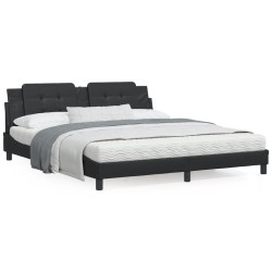 vidaXL Estructura de cama con luz LED cuero sintético negro 180x200 cm