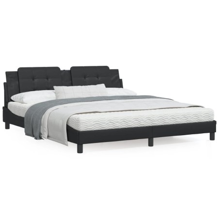 vidaXL Estructura de cama con luz LED cuero sintético negro 180x200 cm
