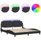 vidaXL Estructura de cama con luz LED cuero sintético negro 180x200 cm